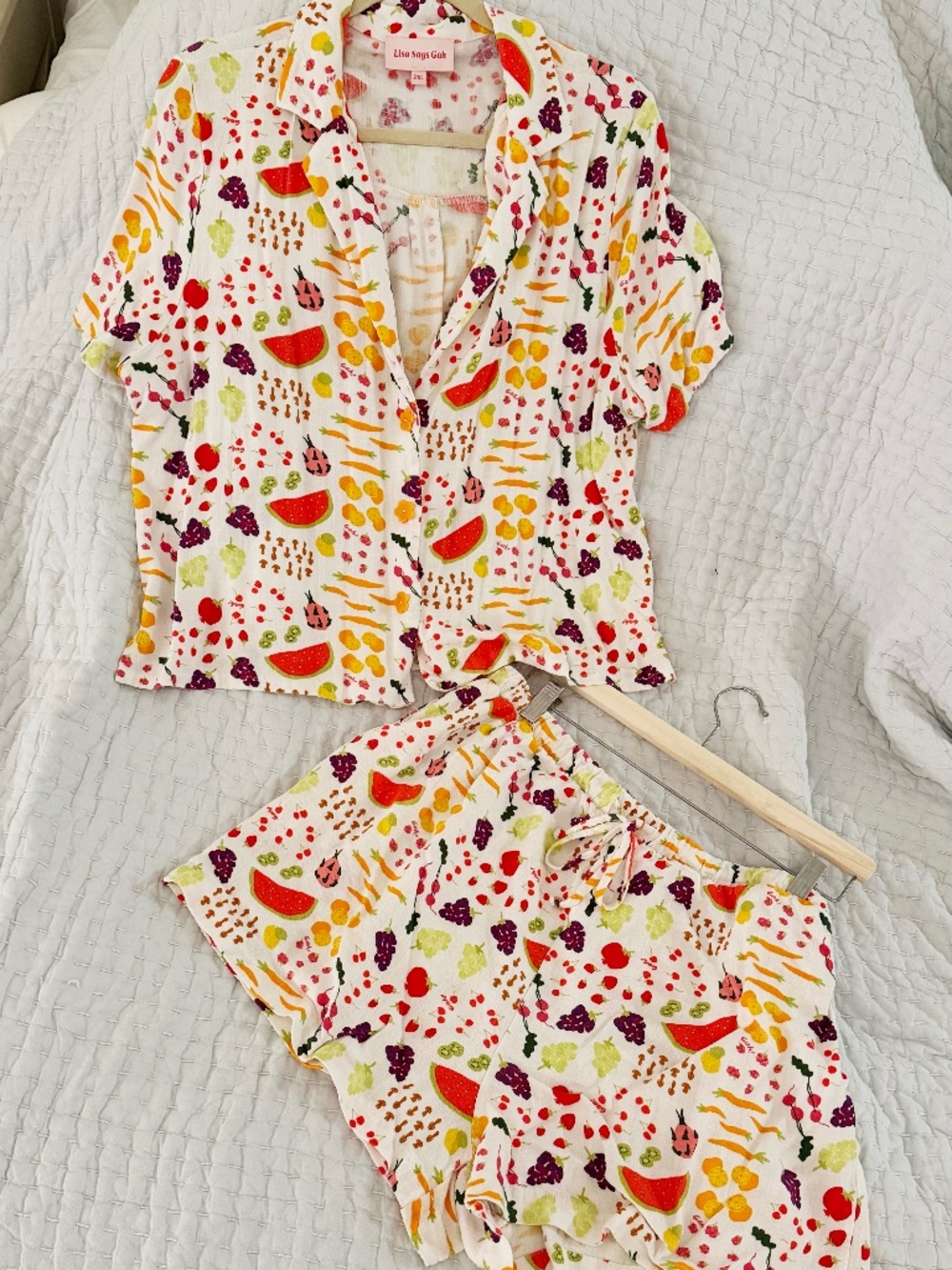 Lisa Says Gah 2pc Fruit Salad Top and Short Set - 2XL